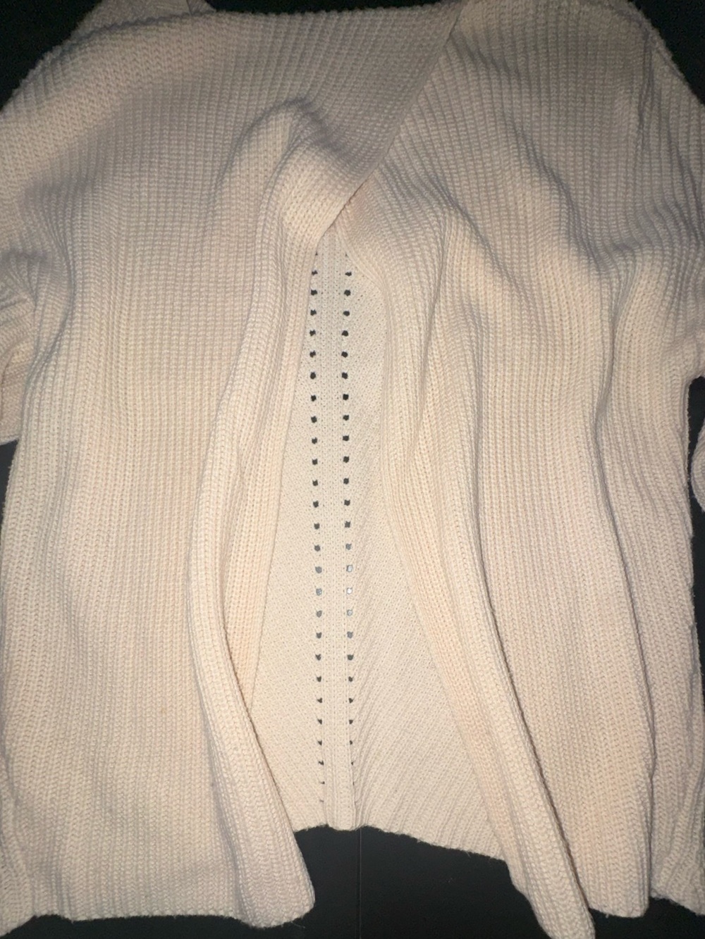 Cream Ribbed Open Back Knit Women's Sweater - Picture 2 of 2
